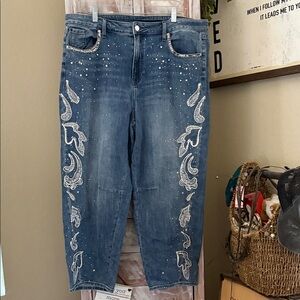 Chico's Blue Embellished Cropped Jeans